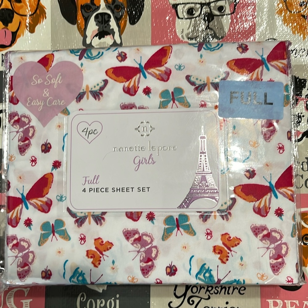 - Nanette Lenore Girls FULL Size 4 Piece Sheet Set🥳FINAL PRICE🥳
